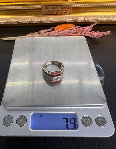 Özel Tasarım Akik Taşı Gümüş Yüzük