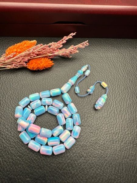 Kapsül Model Mavi Renk Sentetik Opal Tesbih