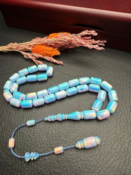 Kapsül Model Mavi Renk Sentetik Opal Tesbih