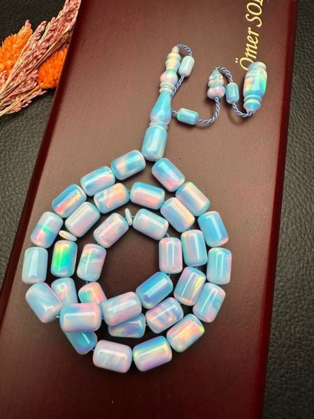 Kapsül Model Mavi Renk Sentetik Opal Tesbih