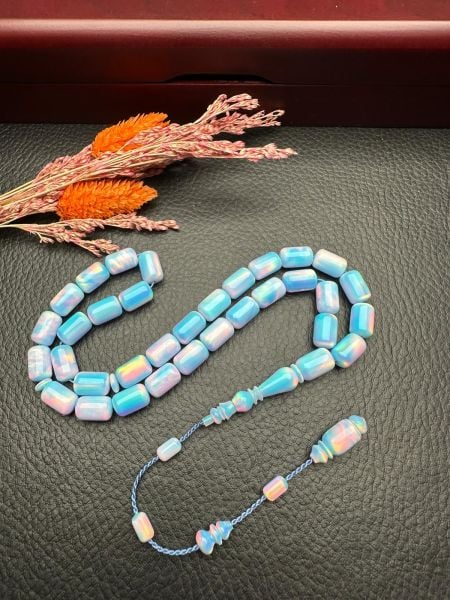 Kapsül Model Mavi Renk Sentetik Opal Tesbih