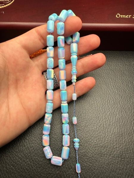 Kapsül Model Mavi Renk Sentetik Opal Tesbih