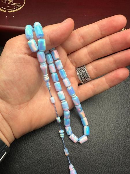 Kapsül Model Mavi Renk Sentetik Opal Tesbih