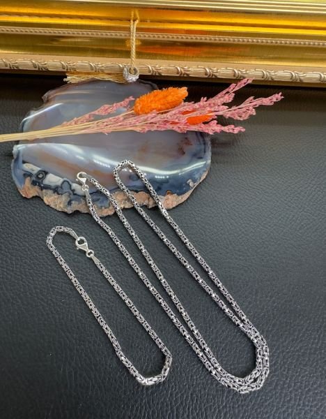 Özel Tasarım Erkek Gümüş Bileklik Kolye Set