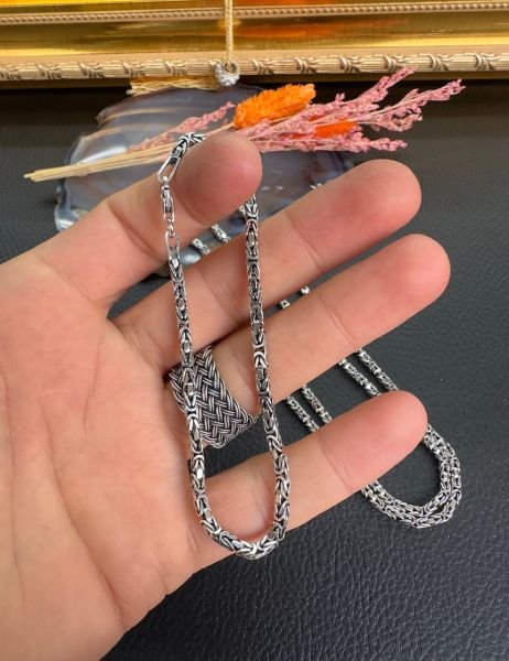 Özel Tasarım Erkek Gümüş Bileklik Kolye Set