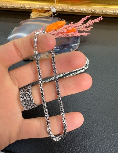 Özel Tasarım Erkek Gümüş Bileklik Kolye Set