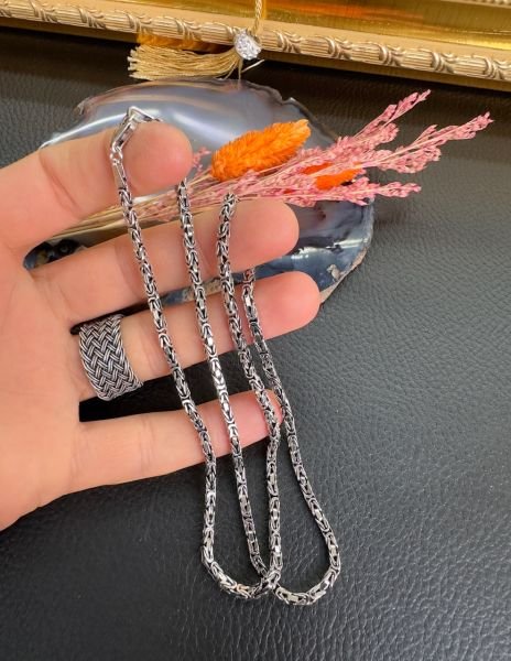 Özel Tasarım Erkek Gümüş Bileklik Kolye Set