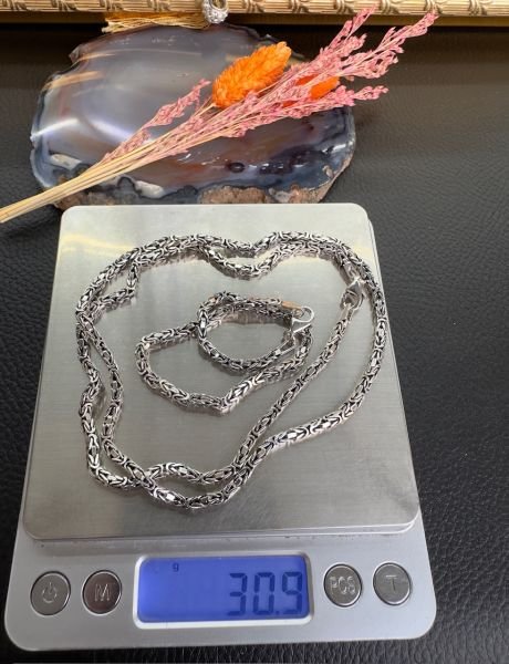 Özel Tasarım Erkek Gümüş Bileklik Kolye Set