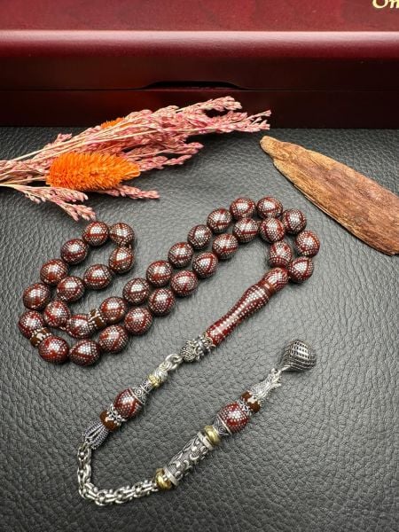 Beyzi Model Gümüş  İşlemeli Kuka Tesbih