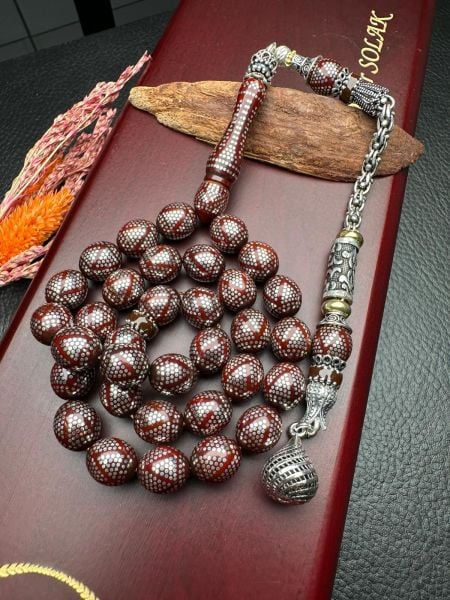 Beyzi Model Gümüş  İşlemeli Kuka Tesbih