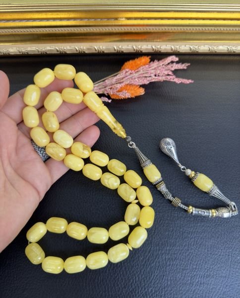 Büyük Boy Kapsül Model Damla Kehribar Tesbih