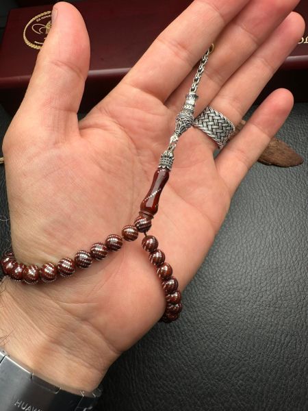 Küre Model Gümüş  İşlemeli Kuka Tesbih