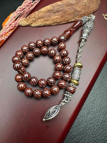 Küre Model Gümüş  İşlemeli Kuka Tesbih