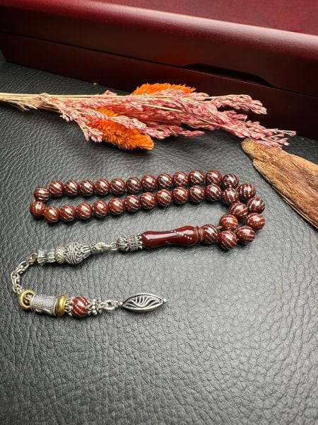 Küre Model Gümüş  İşlemeli Kuka Tesbih