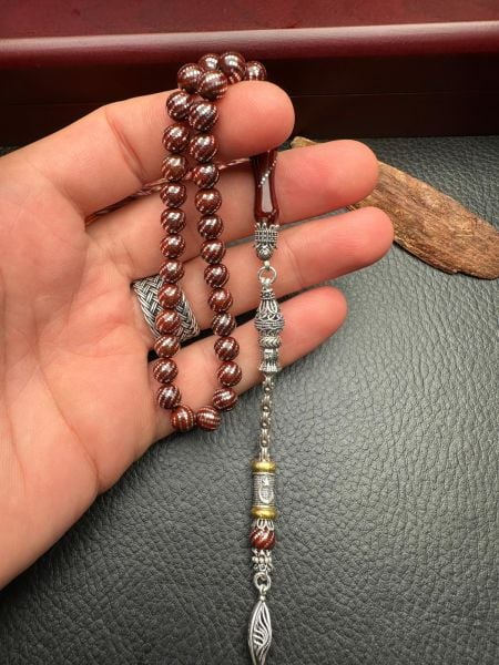 Küre Model Gümüş  İşlemeli Kuka Tesbih