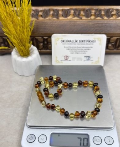 Multicolor Damla Kehribar Bebek Kolyesi
