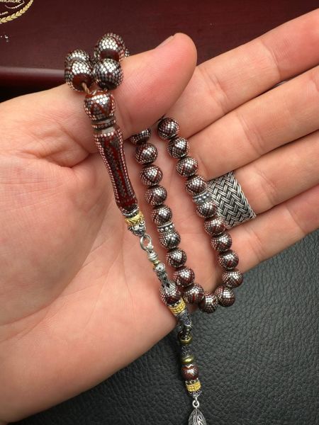 Küre Model Gümüş  İşlemeli Kuka Tesbih