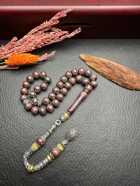 Küre Model Gümüş  İşlemeli Kuka Tesbih