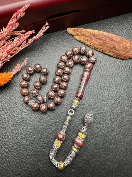 Küre Model Gümüş  İşlemeli Kuka Tesbih