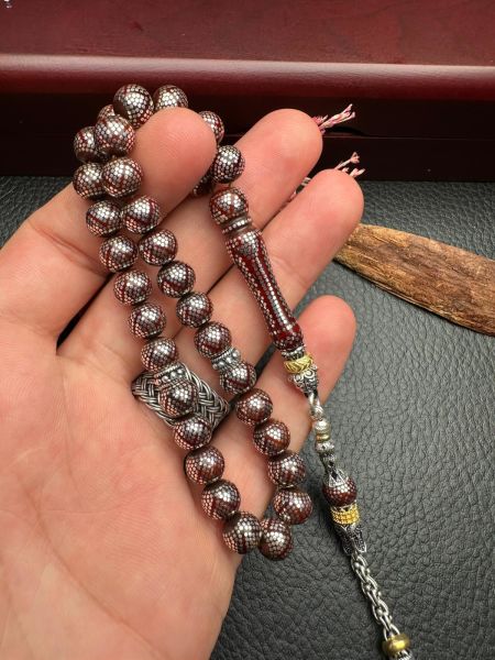 Küre Model Gümüş  İşlemeli Kuka Tesbih