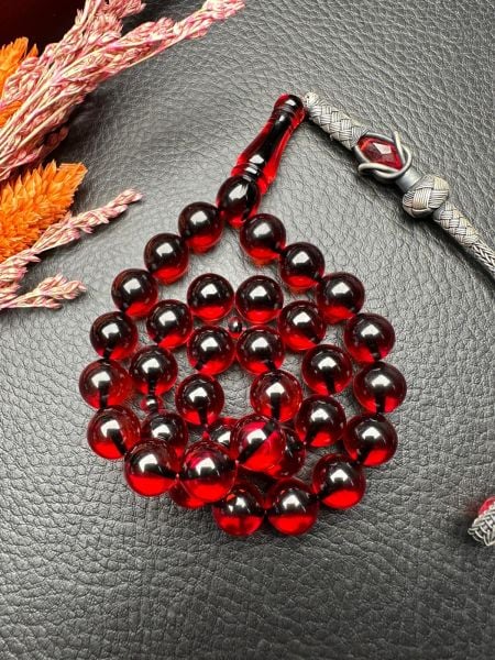 Küre Model Ateş Kehribar Tesbih