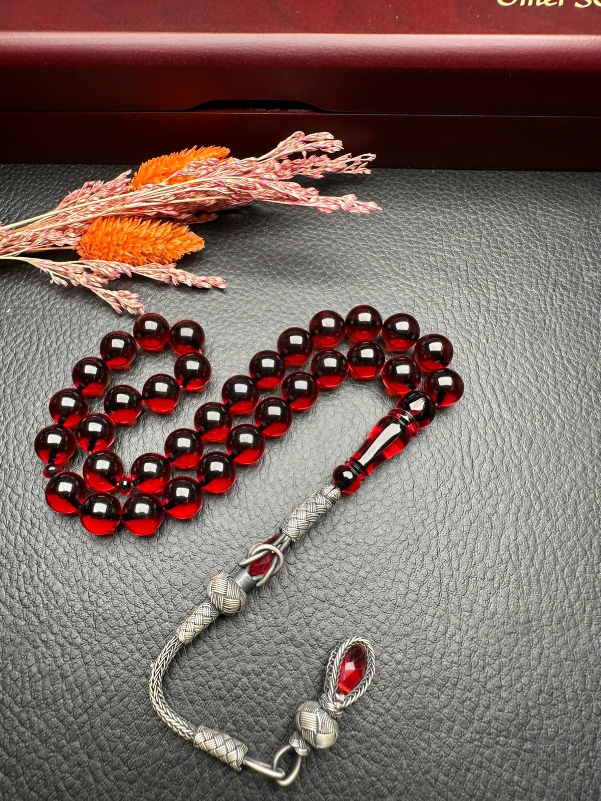 Küre Model Ateş Kehribar Tesbih