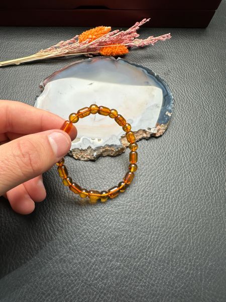 Kapsül Model Damla Kehribar Bileklik