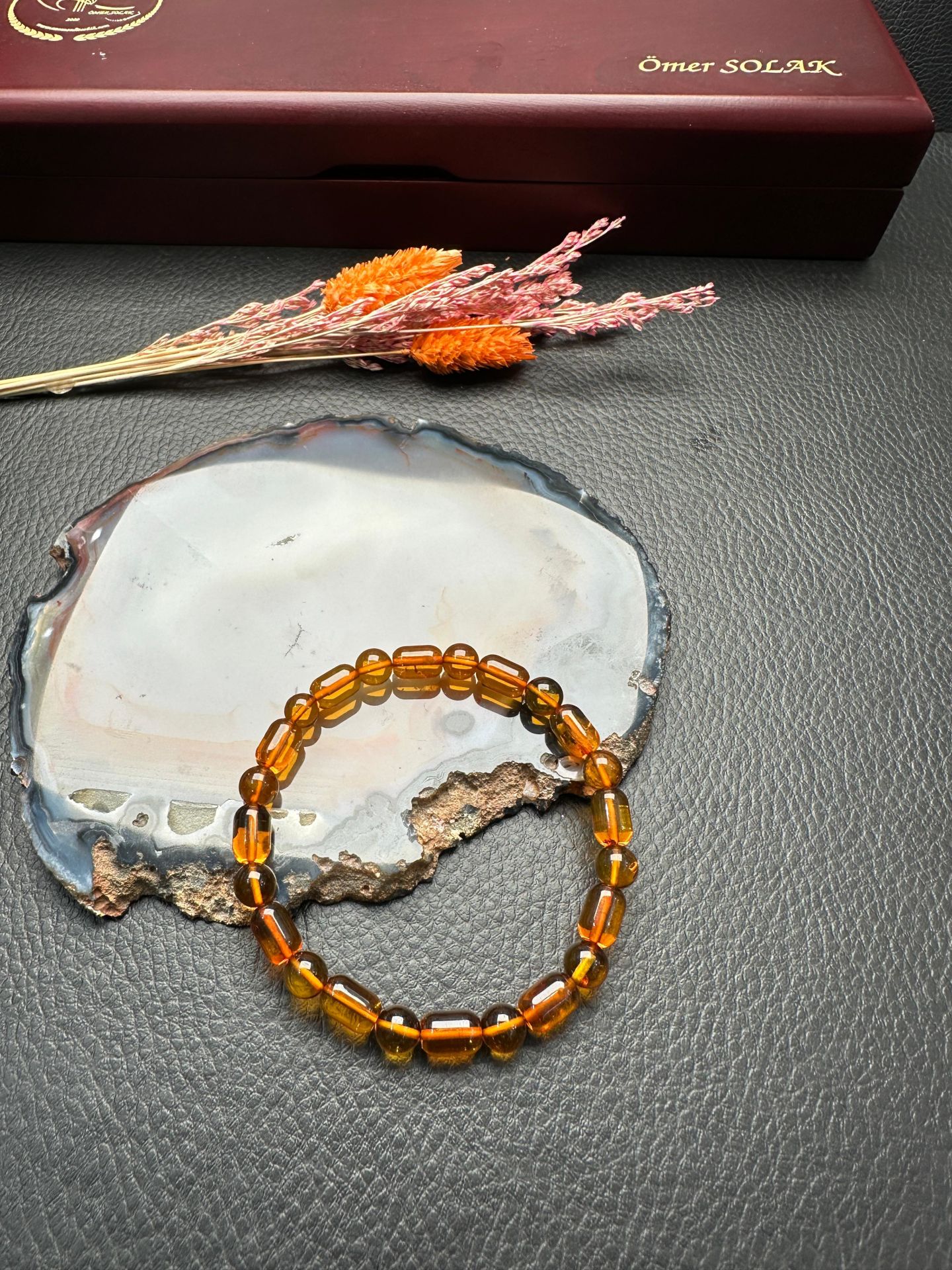 Kapsül Model Damla Kehribar Bileklik