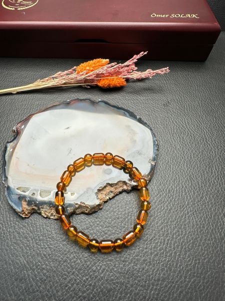 Kapsül Model Damla Kehribar Bileklik