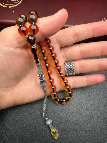 Küre Model Ateş Kehribar Tesbih