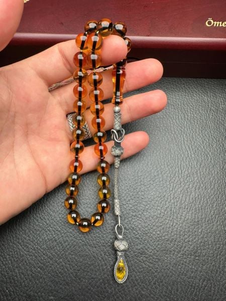 Küre Model Ateş Kehribar Tesbih