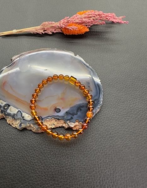 Küre Model Damla Kehribar Bileklik