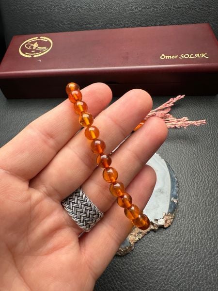 Küre Model Damla Kehribar Bileklik