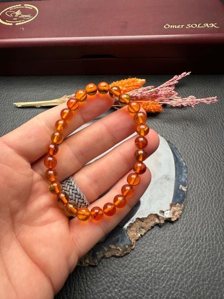 Küre Model Damla Kehribar Bileklik