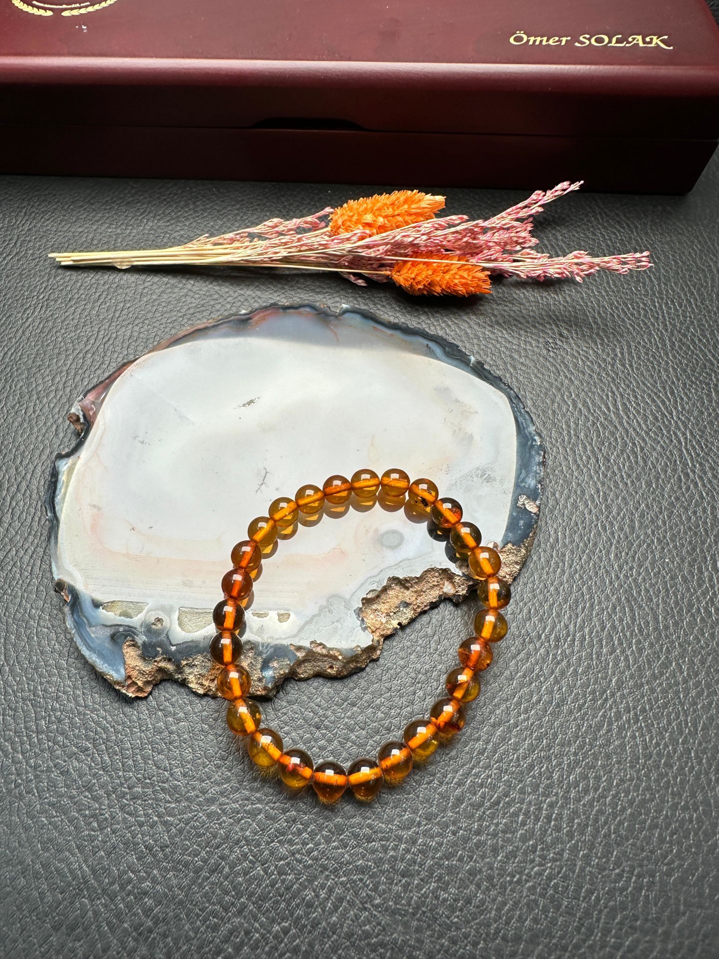 Küre Model Damla Kehribar Bileklik