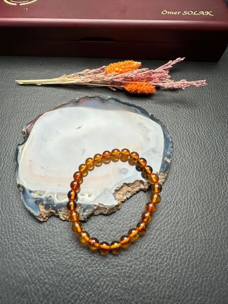 Küre Model Damla Kehribar Bileklik