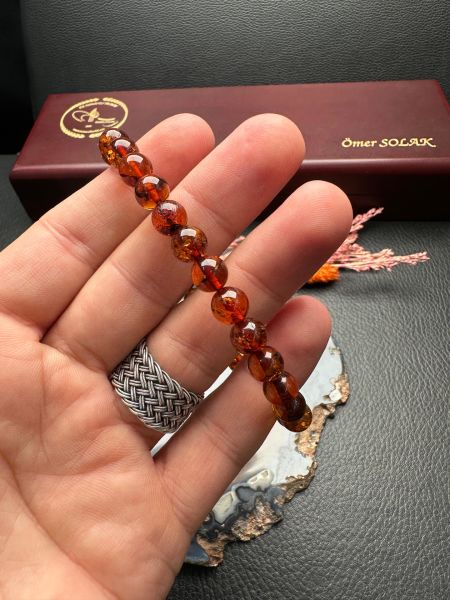 Küre Model Damla Kehribar Bileklik