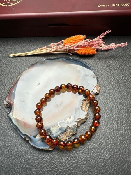 Küre Model Damla Kehribar Bileklik