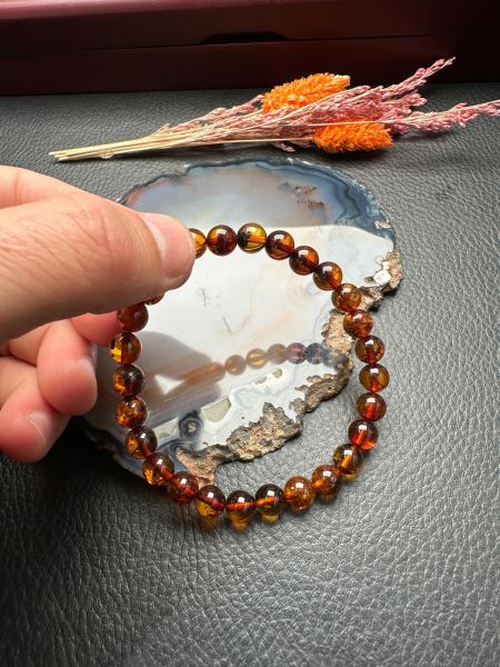 Küre Model Damla Kehribar Bileklik