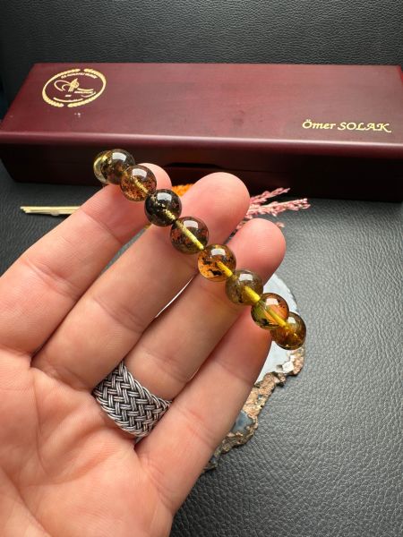 Küre Model Damla Kehribar Bileklik