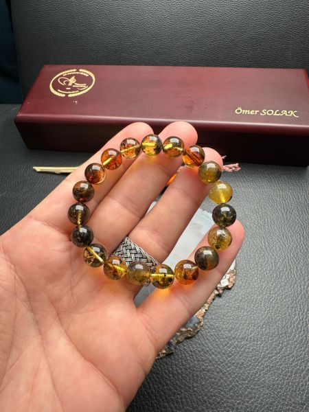 Küre Model Damla Kehribar Bileklik