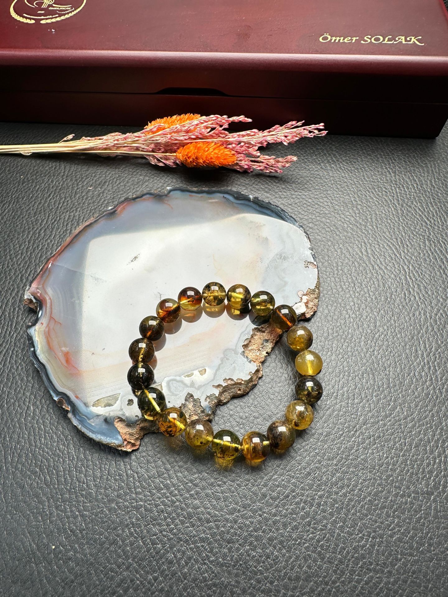 Küre Model Damla Kehribar Bileklik