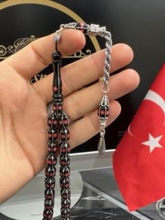 Uçlu Kapsül Model 925 Ayar Gümüş ve Mercan İşleme Erzurum Oltu Tesbih