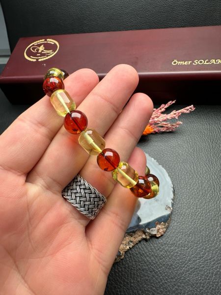 Kapsül Model Damla Kehribar Bileklik