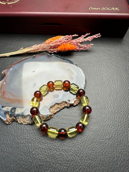 Kapsül Model Damla Kehribar Bileklik