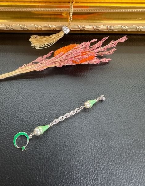 Özel Tasarım Mineli Tekli Gümüş Püskül