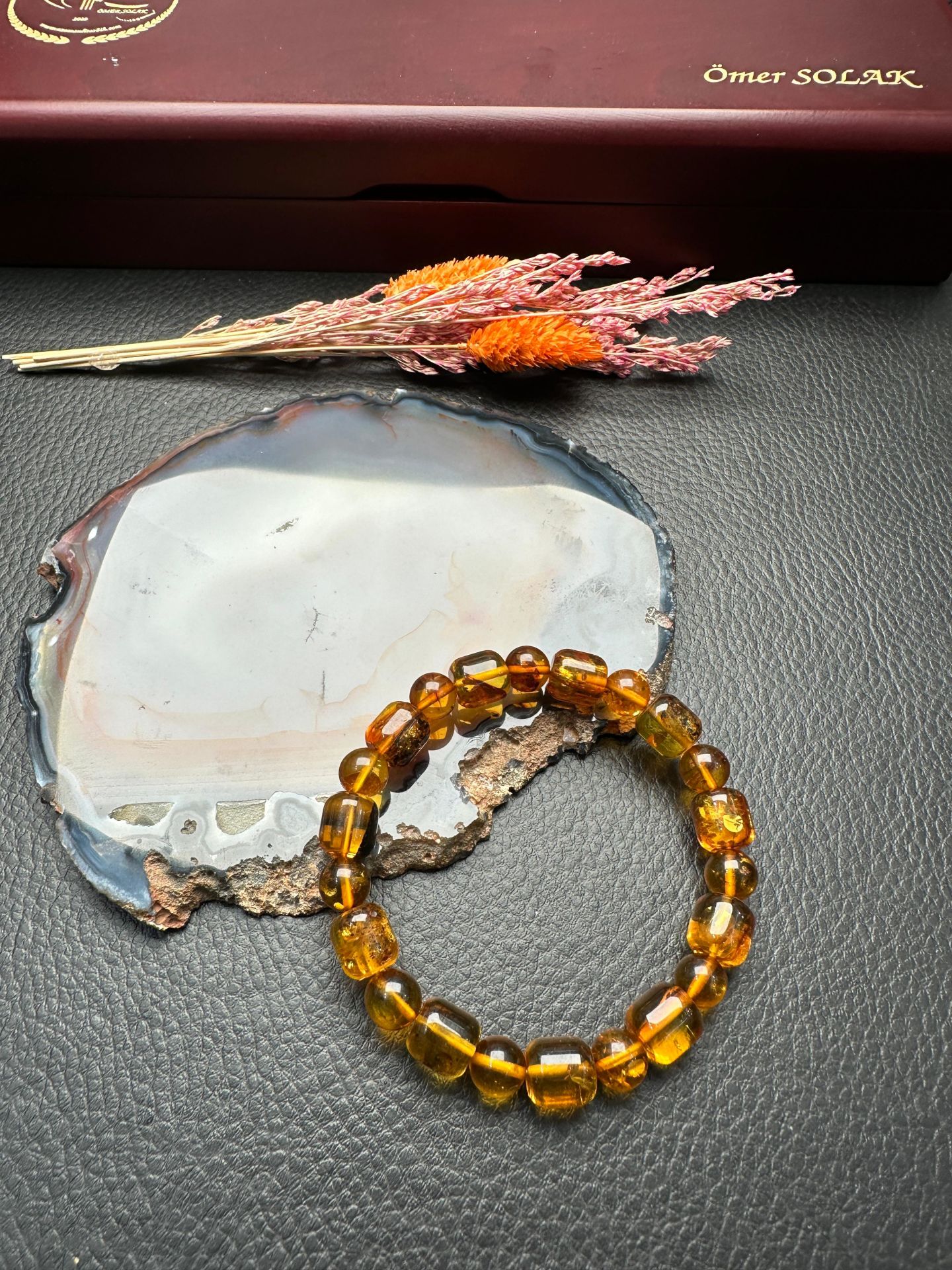 Kapsül Model Damla Kehribar Bileklik