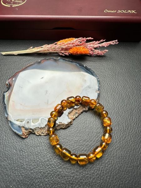 Kapsül Model Damla Kehribar Bileklik