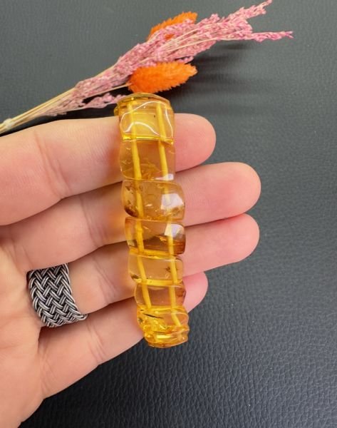 Rolex Model Damla Kehribar Bileklik