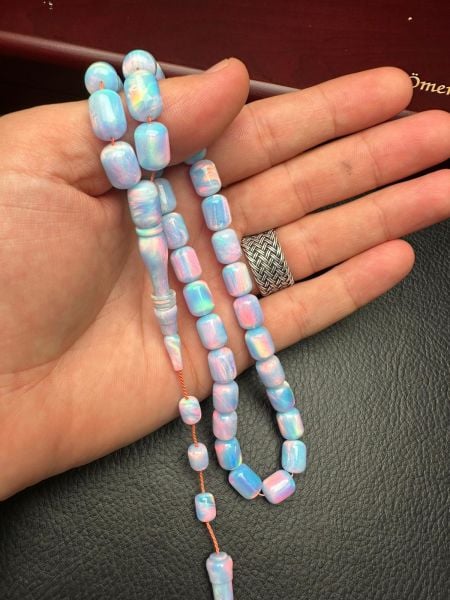 Kapsül Model Mavi Renk Sentetik Opal Tesbih